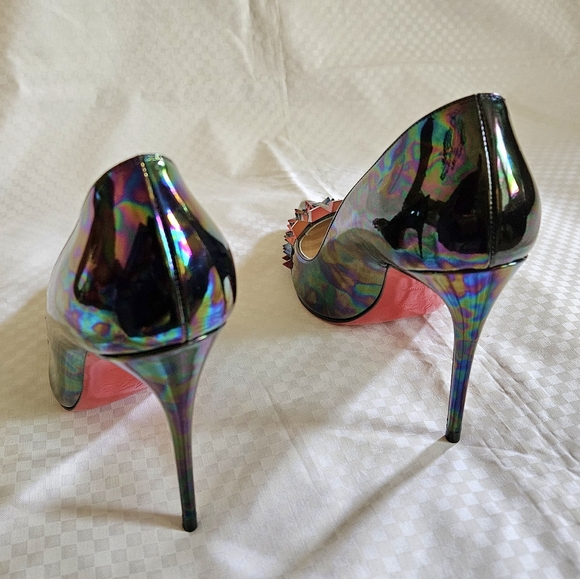 New Christian Louboutin Multicolor Metallic Patent Leather Pumps Heels Size 7.5 - Picture 5 of 15
